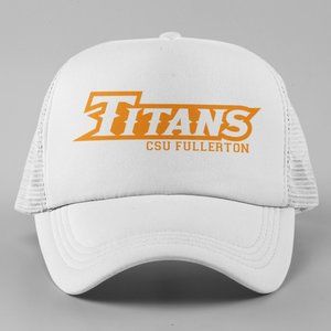 NEW Cal State Fullerton Titans Wordmark Foam Trucker Mesh Snapback Hat WHITE